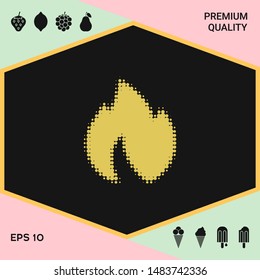 Fire, flame - halftone logo. Graphic elements for your design