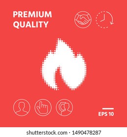Fire, flame - halftone logo. Graphic elements for your design