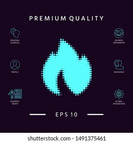 Fire, flame - halftone logo. Graphic elements for your design