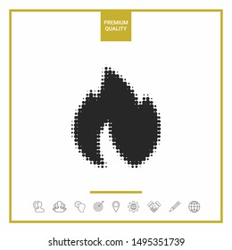 Fire, flame - halftone logo. Graphic elements for your design