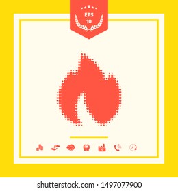 Fire, flame - halftone logo. Graphic elements for your design