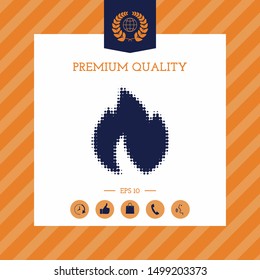 Fire, flame - halftone logo. Graphic elements for your design