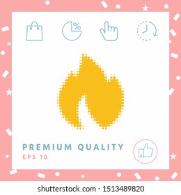 Fire, flame - halftone logo. Graphic elements for your design