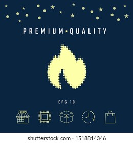 Fire, flame - halftone logo. Graphic elements for your design