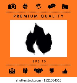 Fire, flame - halftone logo. Graphic elements for your design