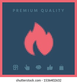 Fire, flame - halftone logo. Graphic elements for your design