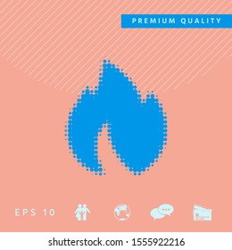 Fire, flame - halftone logo. Graphic elements for your design