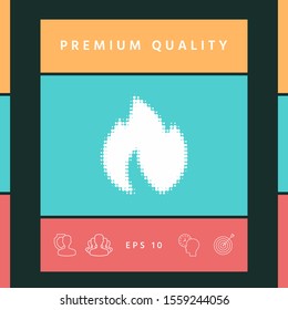 Fire, flame - halftone logo. Graphic elements for your design