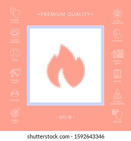 Fire, flame - halftone logo. Graphic elements for your design