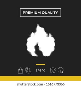 Fire, flame - halftone logo. Graphic elements for your design