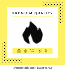 Fire, flame - halftone logo. Graphic elements for your design