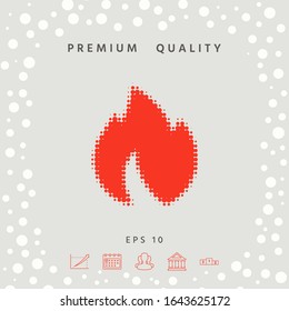 Fire, flame - halftone logo. Graphic elements for your design