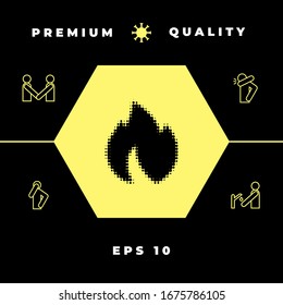 Fire, flame - halftone logo. Graphic elements for your design