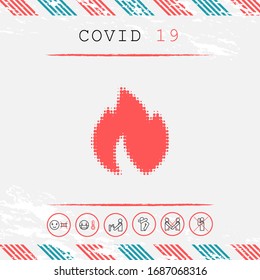 Fire, flame - halftone logo. Graphic elements for your design