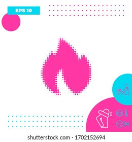 Fuego, llama - logotipo de medio tono. Elementos gráficos para el diseño