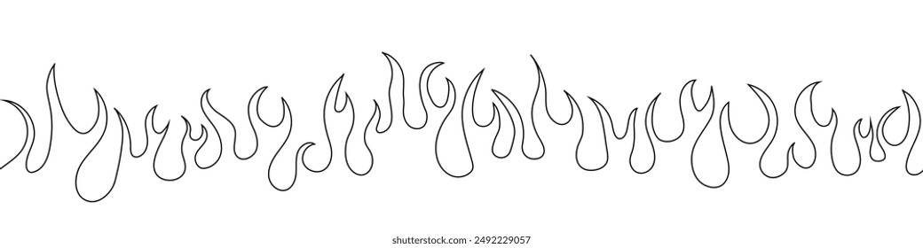 Fire Flame Hand Drawn Background. Vector Illustration. 