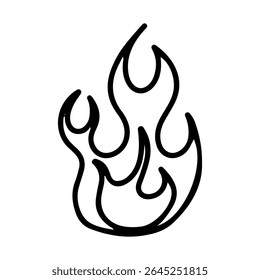 Fire flame. Hand drawn doodle vector. Fireball. Bonfire. Burning. Illustration line art element.