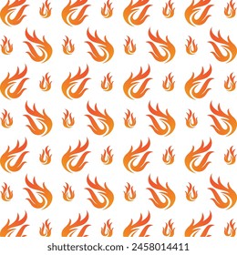 Fire flame handy trendy multicolor repeating pattern vector illustration background design