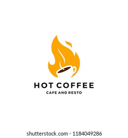 fire flame hot coffee logo icon