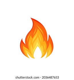 Fire flame. Hot flaming element. Bonfire decorative element. Red and orange blaze vector illustration.