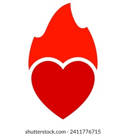 Fire flame, hot heart symbol, can be used for logo and brand name, vector illustration