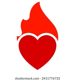 Fire flame, hot heart symbol, can be used for logo and brand name, vector illustration