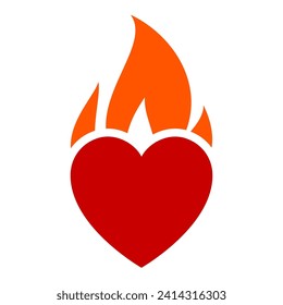 Fire flame, hot heart symbol, can be used for logo and brand name, vector illustration.