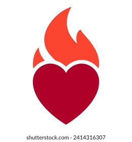 Fire flame, hot heart symbol, can be used for logo and brand name, vector illustration.