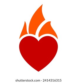 Fire flame, hot heart symbol, can be used for logo and brand name, vector illustration.