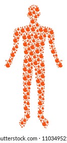 Fire flame human avatar. Vector fire flame icons are composed into human combination.