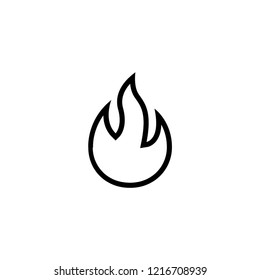 Fire flame icon. Black icon isolated on white background. Fire flame silhouette. Simple icon. Web site page and mobile app design vector element.