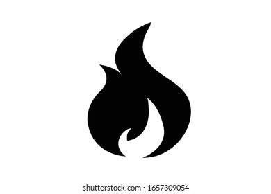 Fire flame icon. Black icon isolated on white background. Fire flame silhouette. Simple icon. Web site page and mobile app design vector element.
