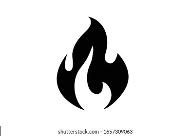 Fire flame icon. Black icon isolated on white background. Fire flame silhouette. Simple icon. Web site page and mobile app design vector element.