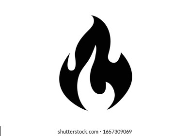 Icono de llama de fuego. Icono negro aislado en fondo blanco. Silueta de llama de fuego. Icono simple. Elemento vectorial de diseño de aplicaciones móviles y páginas de sitios Web.