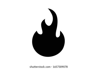 Fire flame icon. Black icon isolated on white background. Fire flame silhouette. Simple icon. Web site page and mobile app design vector element.