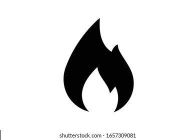 Fire flame icon. Black icon isolated on white background. Fire flame silhouette. Simple icon. Web site page and mobile app design vector element.