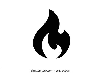 Fire flame icon. Black icon isolated on white background. Fire flame silhouette. Simple icon. Web site page and mobile app design vector element.