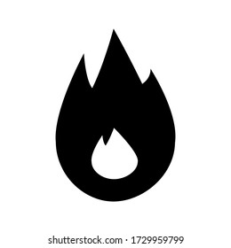Symbol für Feuer. Schwarzes Symbol auf weißem Hintergrund isoliert. Feuerflammsilhouette. Einfaches Symbol. Webseite und mobiles App-Design Vektorelement.