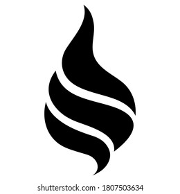 Feuerflammsymbol. Schwarzes Symbol einzeln auf weißem Hintergrund. Feuerflammsilhouette. Einfaches Symbol. 