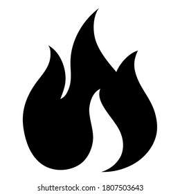 Feuerflammsymbol. Schwarzes Symbol einzeln auf weißem Hintergrund. Feuerflammsilhouette. Einfaches Symbol. 