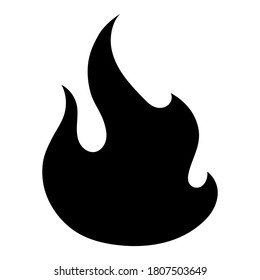 Feuerflammsymbol. Schwarzes Symbol einzeln auf weißem Hintergrund. Feuerflammsilhouette. Einfaches Symbol. 