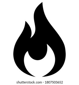 Feuerflammsymbol. Schwarzes Symbol einzeln auf weißem Hintergrund. Feuerflammsilhouette. Einfaches Symbol. 