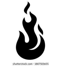 Feuerflammsymbol. Schwarzes Symbol einzeln auf weißem Hintergrund. Feuerflammsilhouette. Einfaches Symbol. 