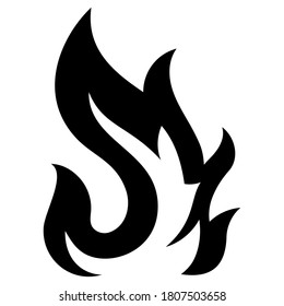 Feuerflammsymbol. Schwarzes Symbol einzeln auf weißem Hintergrund. Feuerflammsilhouette. Einfaches Symbol. 