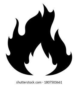 Feuerflammsymbol. Schwarzes Symbol einzeln auf weißem Hintergrund. Feuerflammsilhouette. Einfaches Symbol. 