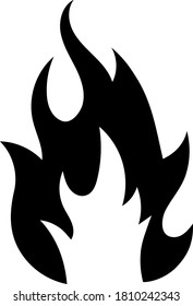 Feuerflammsymbol. Schwarzes Symbol einzeln auf weißem Hintergrund. Feuerflammsilhouette. Einfarbiges Symbol 