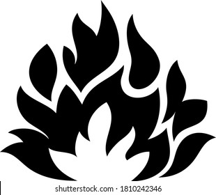 Feuerflammsymbol. Schwarzes Symbol einzeln auf weißem Hintergrund. Feuerflammsilhouette. Einfarbiges Symbol 