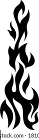 Feuerflammsymbol. Schwarzes Symbol einzeln auf weißem Hintergrund. Feuerflammsilhouette. Einfarbiges Symbol 