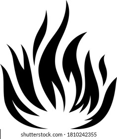 Feuerflammsymbol. Schwarzes Symbol einzeln auf weißem Hintergrund. Feuerflammsilhouette. Einfarbiges Symbol 