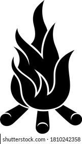 Feuerflammsymbol. Schwarzes Symbol einzeln auf weißem Hintergrund. Feuerflammsilhouette. Einfarbiges Symbol 